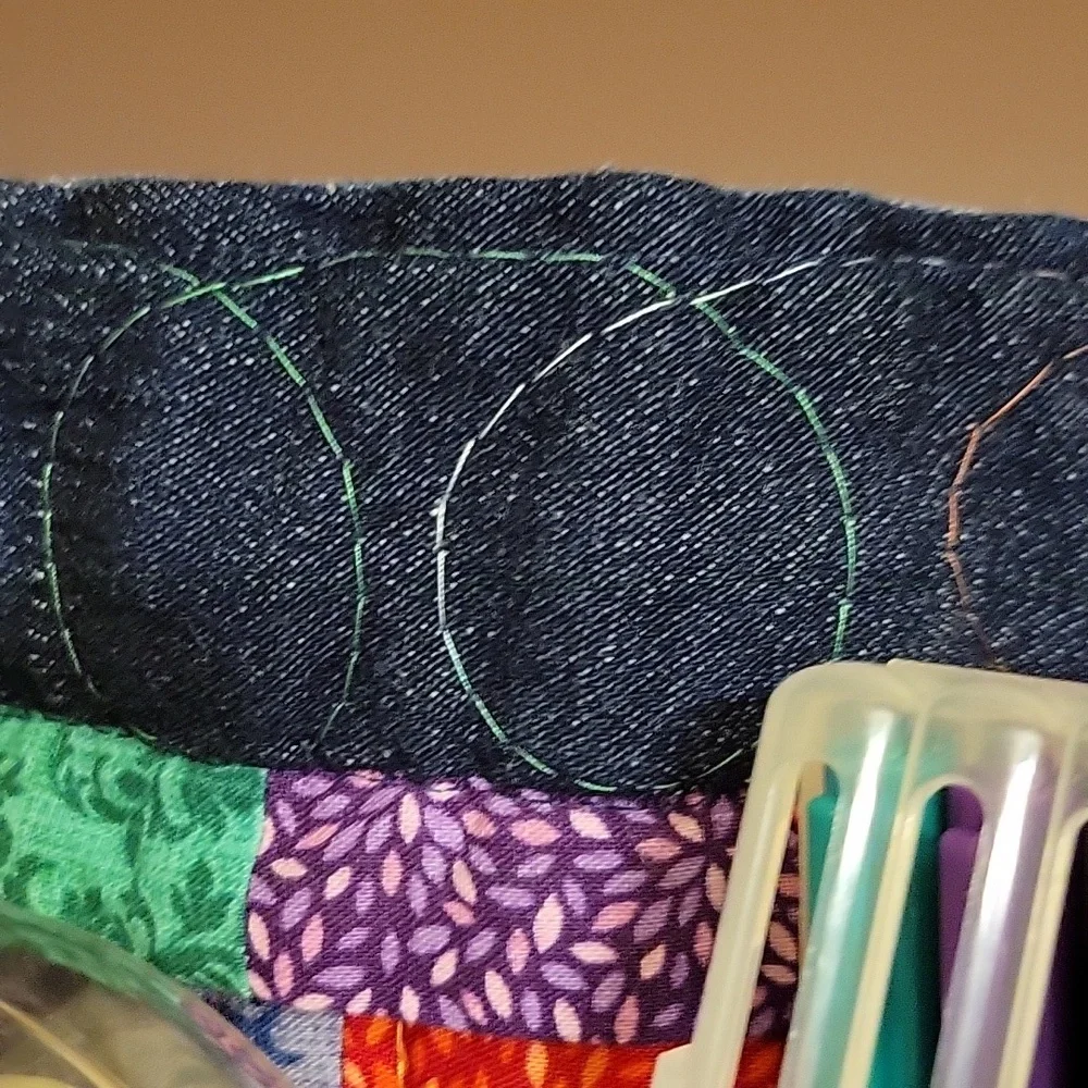 Upcycled Molly Made It Organizer Hand crafted denim & colorful quilted storage